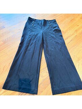 ANN TAYLOR WIDE LEG BLACK PANTS SIZE 10 SIZE ZIP